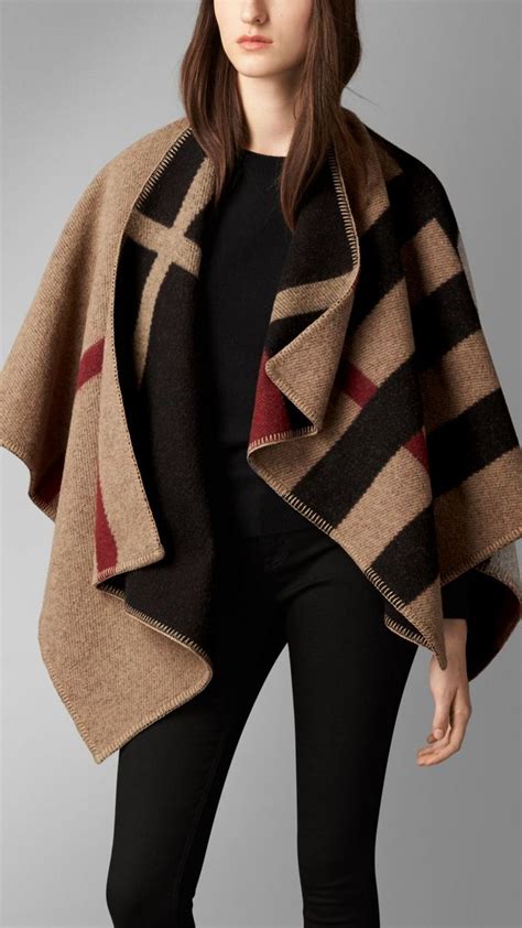 burberry heritage wool cape|Burberry poncho shawl pockets.